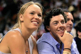 Caroline Wozniacki and Rory McIlroy. Caroline Wozniacki and Rory McIlroy.