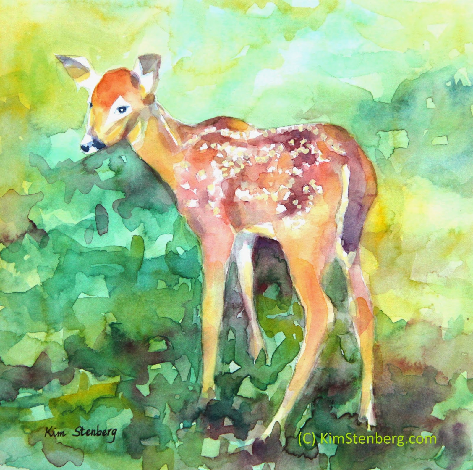 Kim Stenberg's Painting Journal "Fawn in Dappled Light" (watercolor on