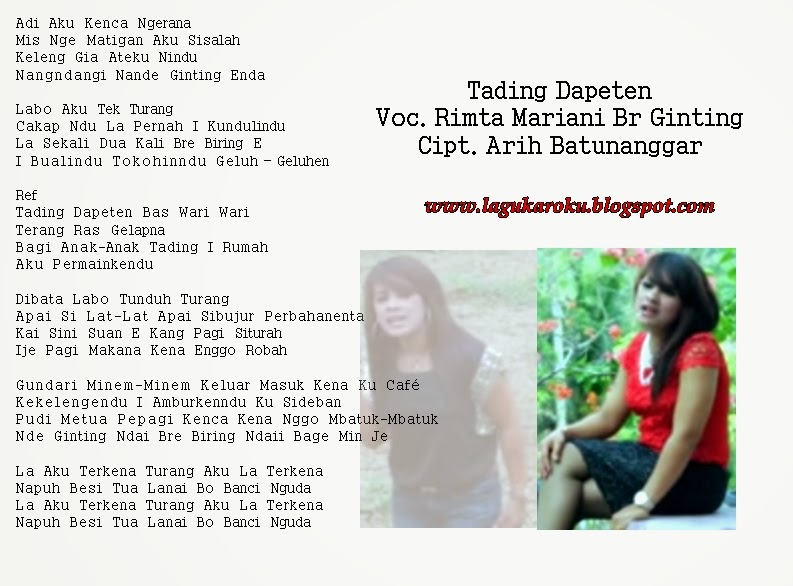 Lagu Karo Download Karo Video Karo Lirik Karo Mp3 Karo Lirik Lagu Karo Tading Dapeten