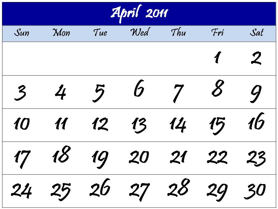 calendar 2011 april may. april may 2011 calendar