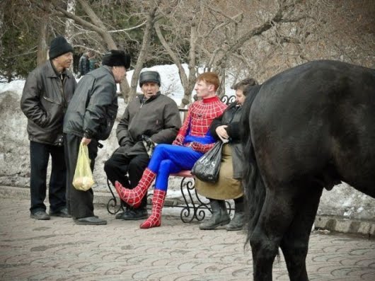 spiderman with russian guys