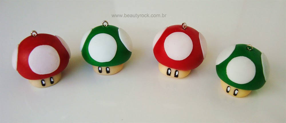 DIY: Pingente Cogumelos do Super Mario (1 up and Super Mushroom) 