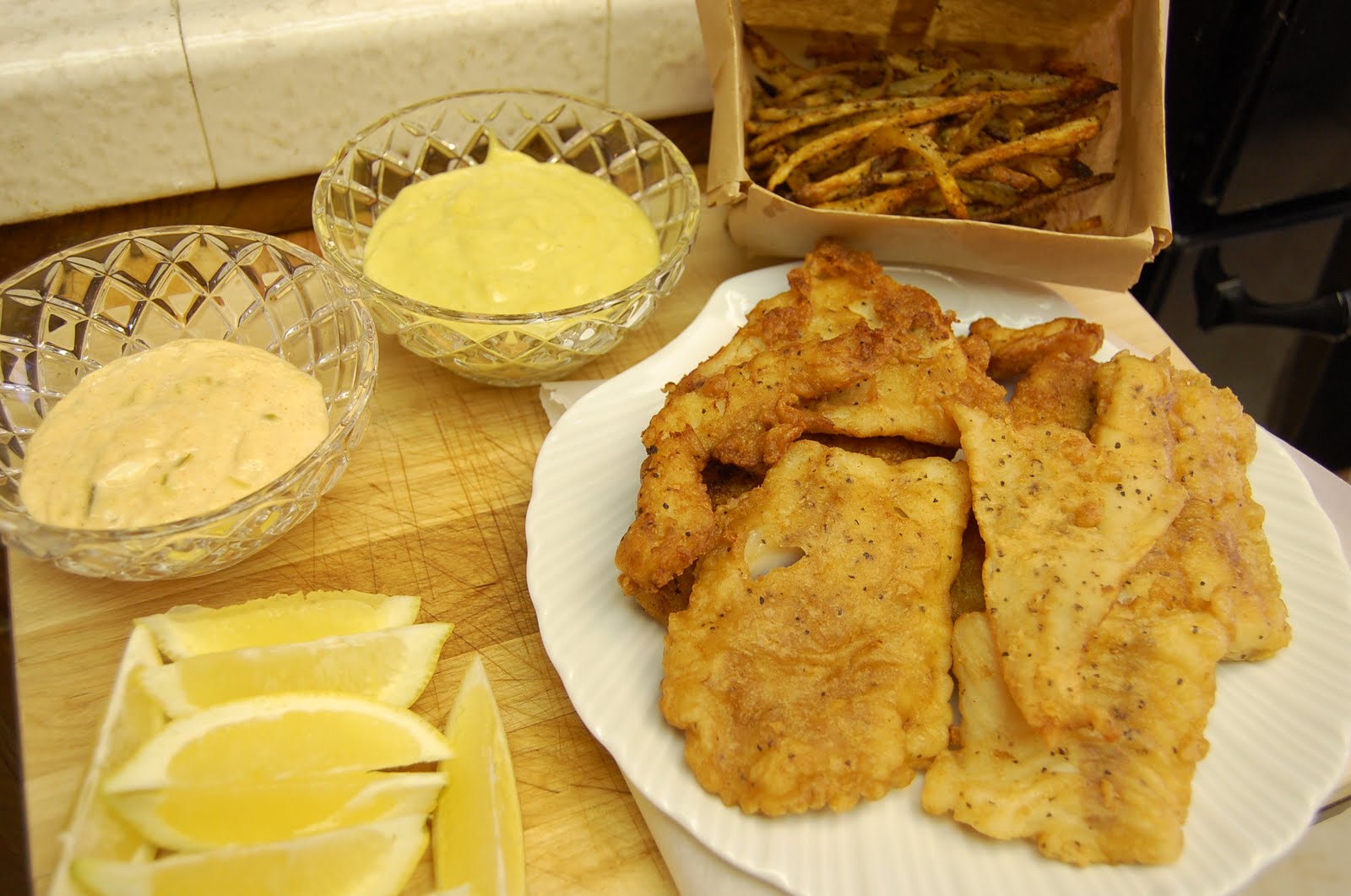 Bread + Butter: Beer Batter Fish and Baked Chips with Garlic Aioli