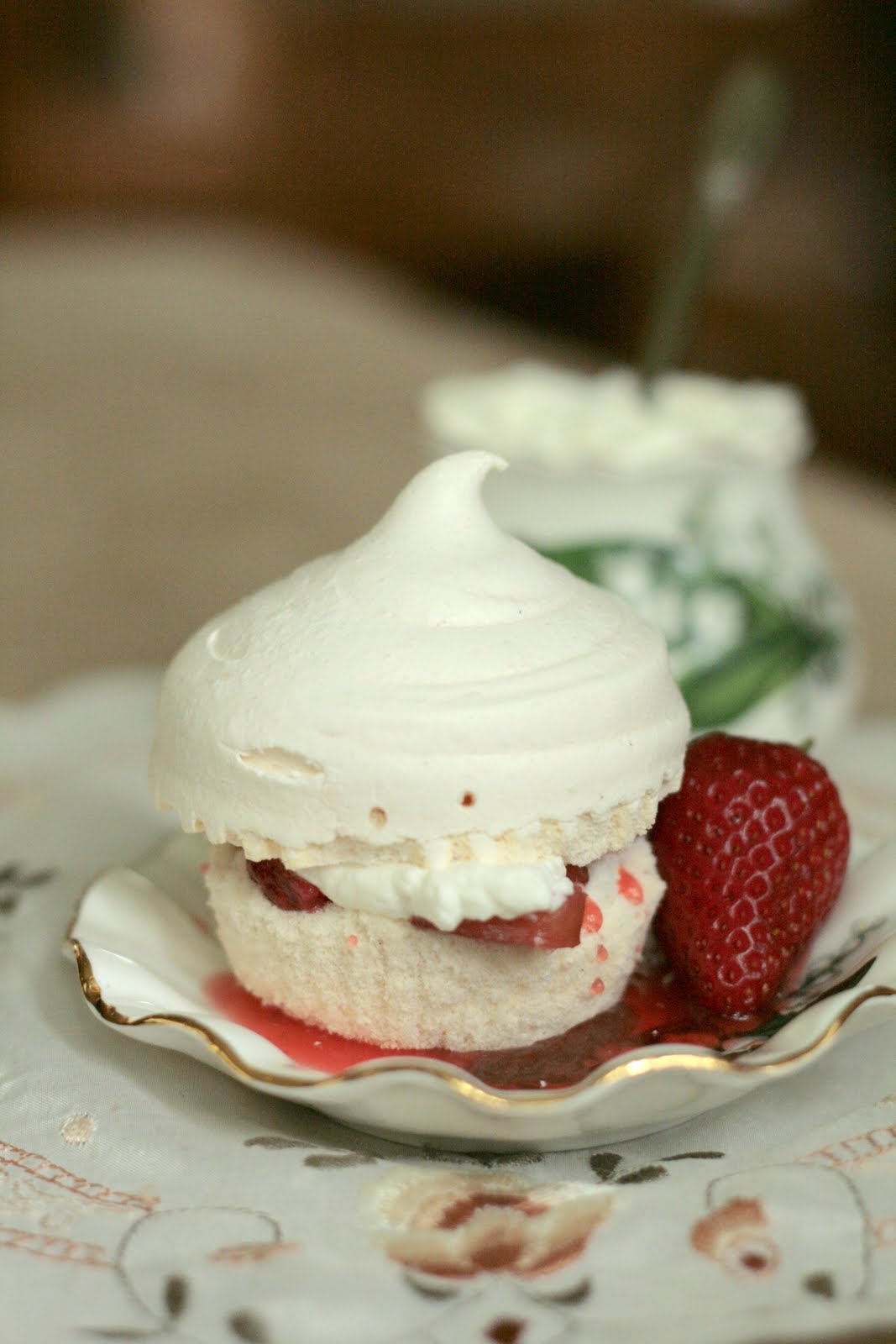 Indigo Scones Vanilla Bean Meringue Cupcakes with Strawberry Rhubarb