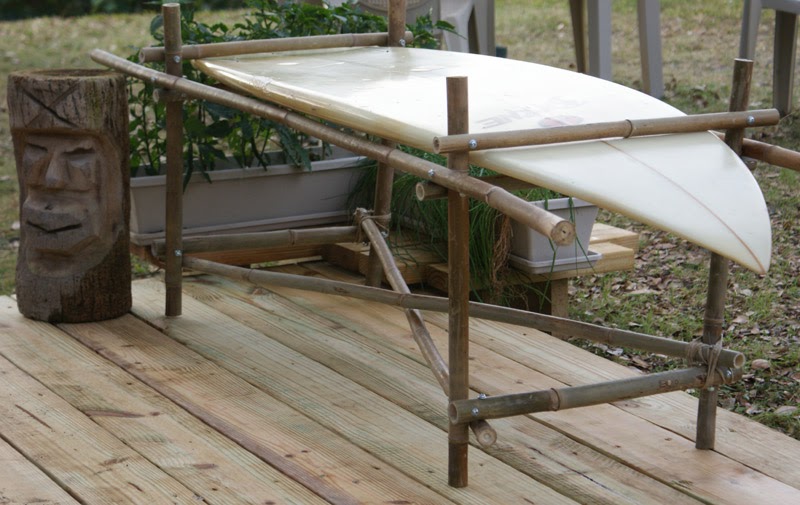 Shore Life Florida Coffee Table Using an Old Surfboard and Bamboo