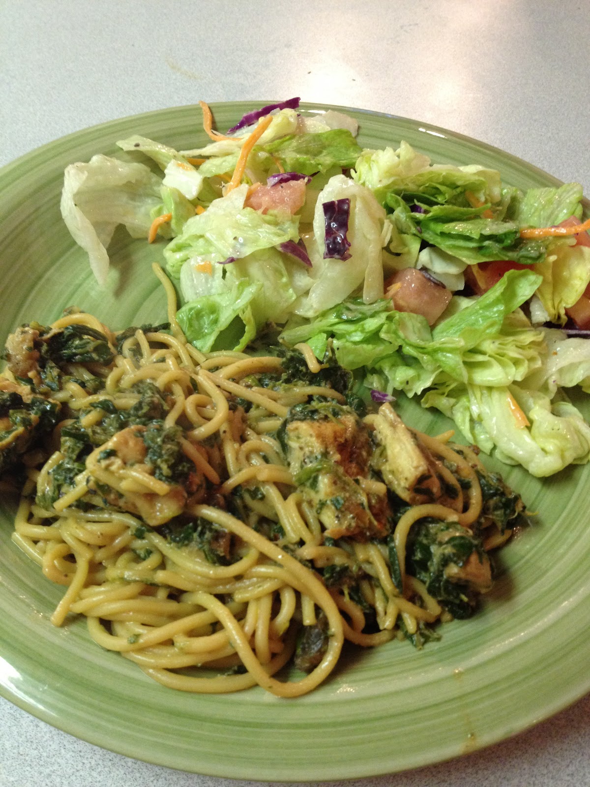Caley's Cooking Creations Lemon Angel Hair with Chicken and Spinach