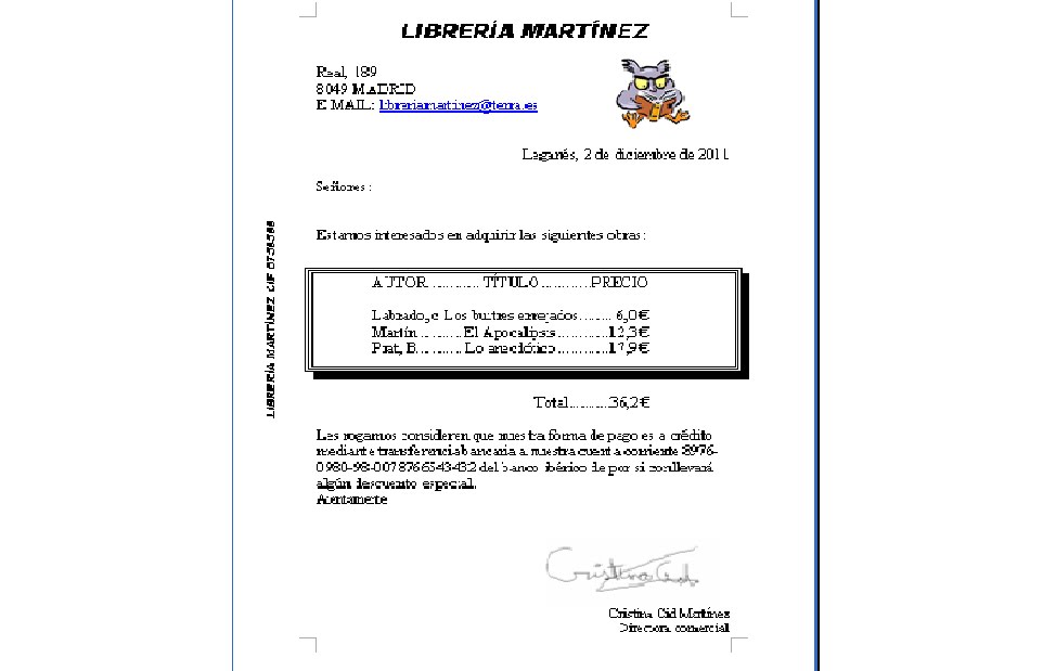 carta pedido