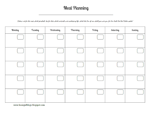 monthly meal plan calendar