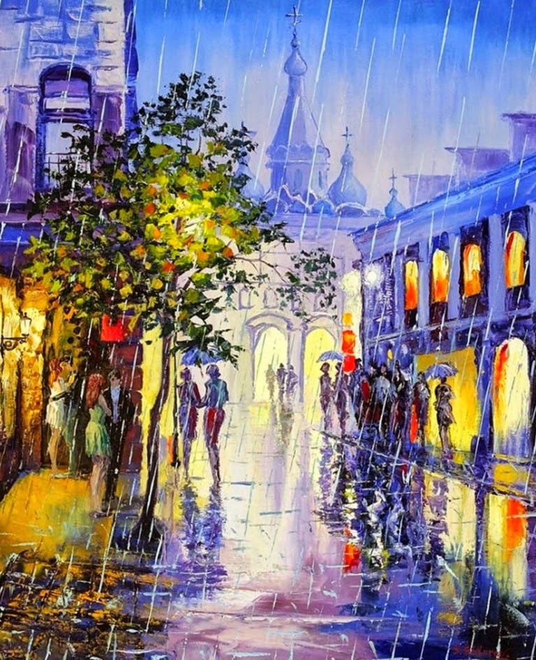 cuadros-pintados-a-espatula cuadros-modernos-de-paisajes-hechos-con-espatula
