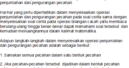 Asa Generasiku Penjumlahan Dan Pengurangan Pecahan Dalam Soal Cerita Edisi Latihan Un Sd 2013