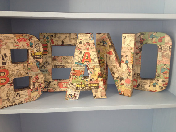 Beano Decoupage Letters