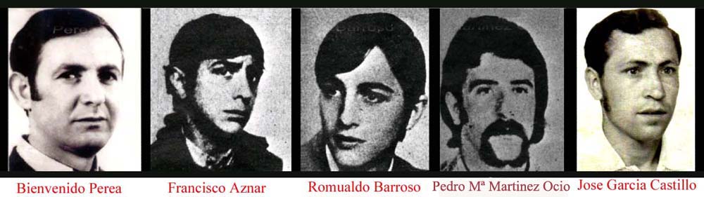 Los cinco compañeros asesinados