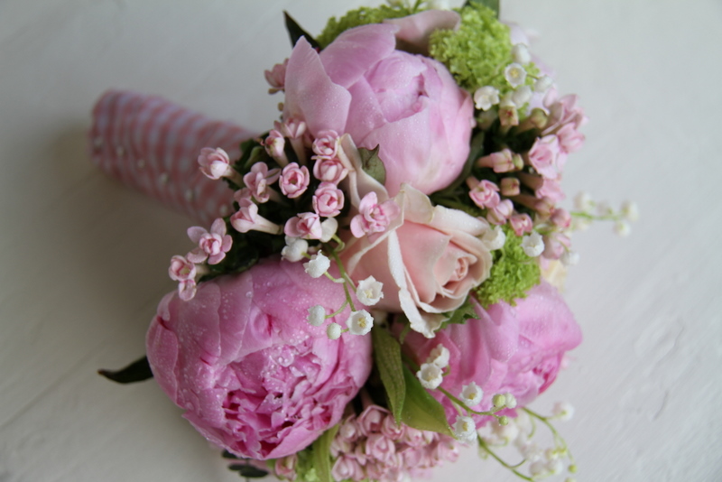 Pink Peony & Lily of the Valley Spring Wedding Bouquet