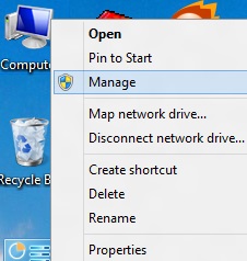 Computer > Manage Computer > Manage
