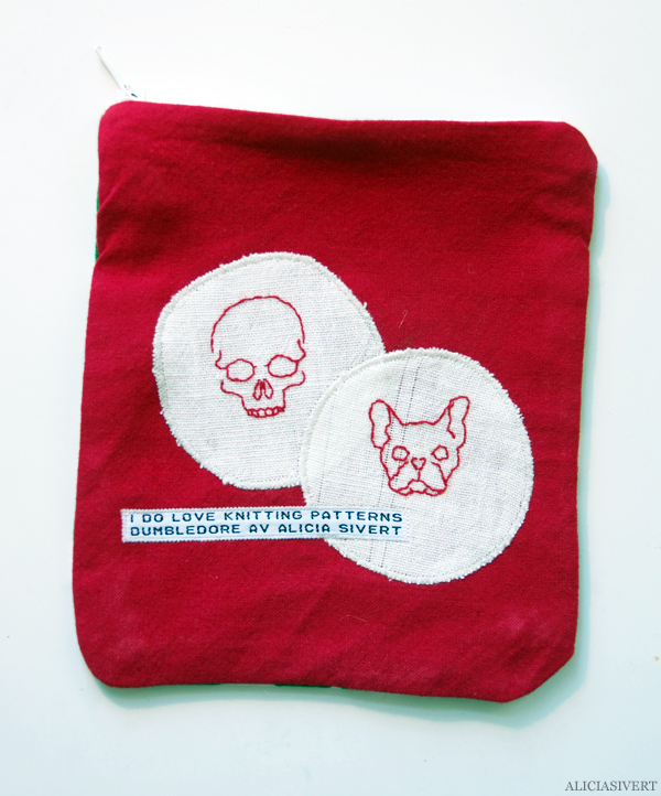 aliciasivert, alicia sivert, alicia sivertsson, påse, påsar, saksamlarpåse, saksamlarpåsar, broderi, embroidery, needlework, handicraft, hantverk, handarbete, förvaring, sy, stygn, brodera, handgjord, hemmagjord, one of a kind, dödskalle, skull, fransk bulldogg
