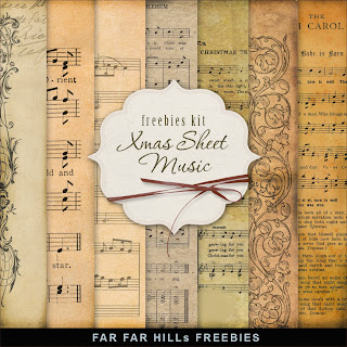 Freebies Kit of Old Christmas Music Sheet:Far Far Hill - Free database