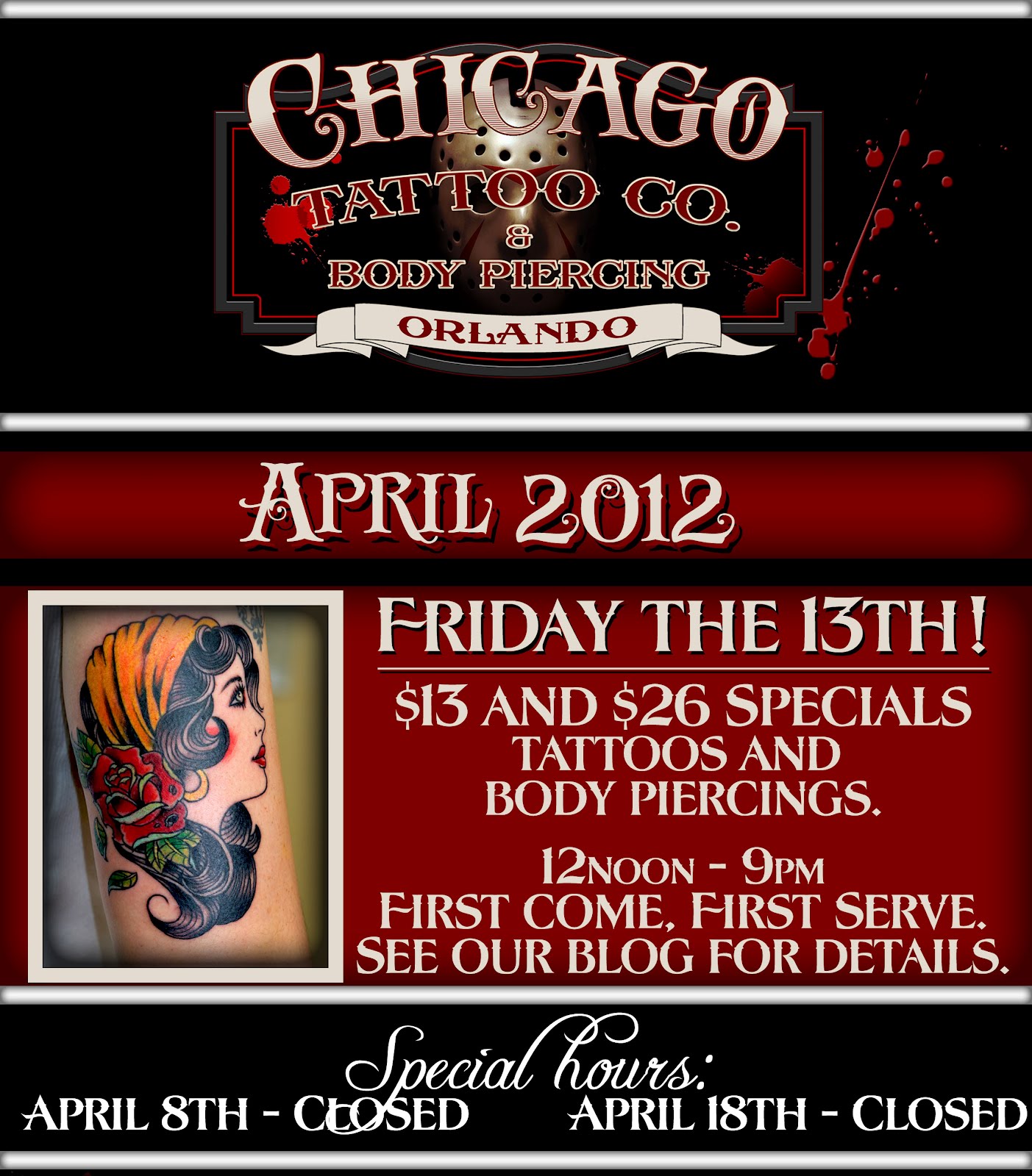 Chicago Tattoo Co Friday the 13th Specials are here!