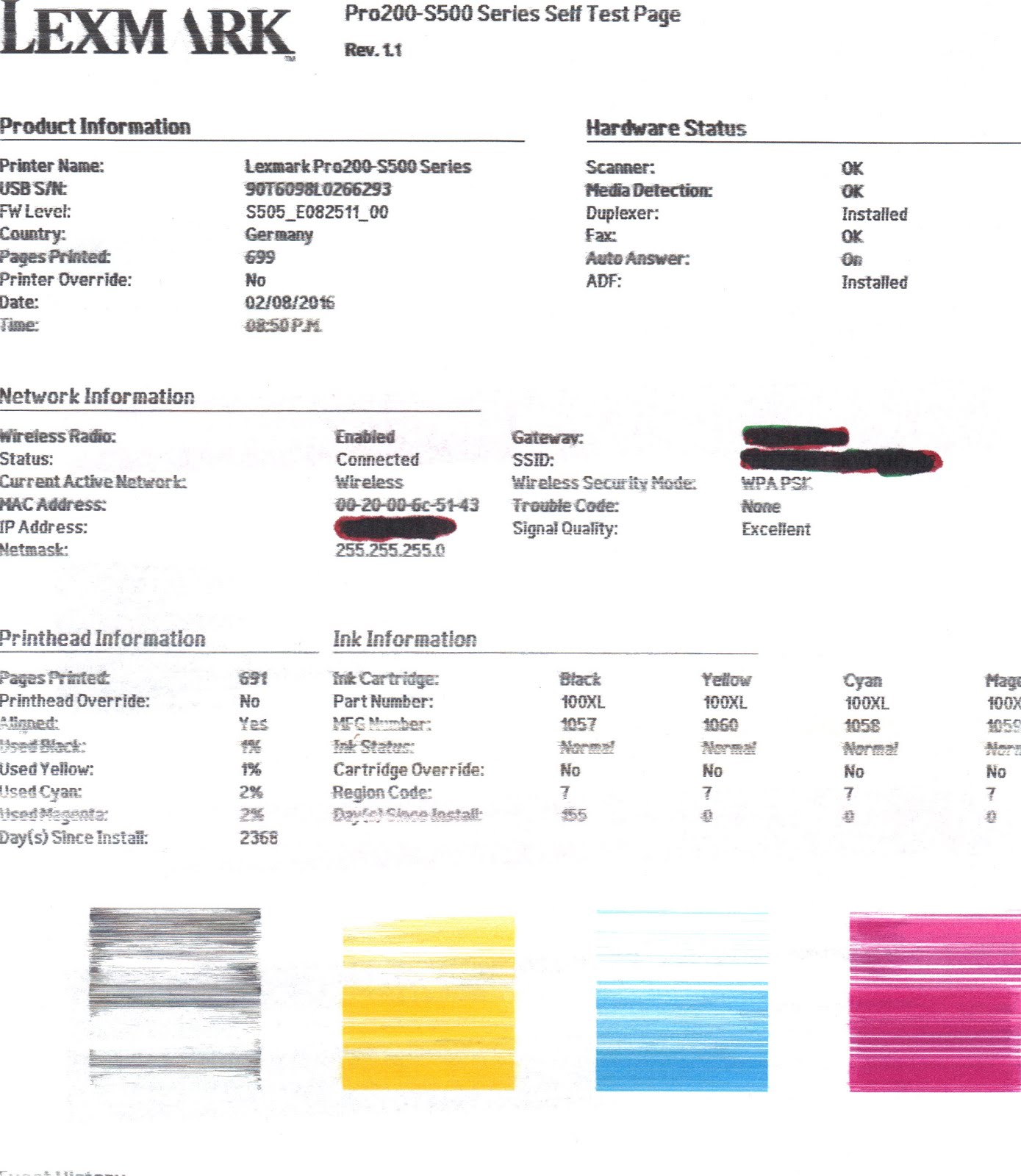 Hack Correlation Cost analysis of a Lexmark inkjet printer