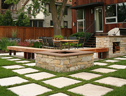 grass with pavers