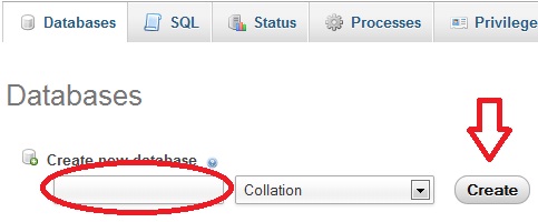 phpMyAdmin Create Database