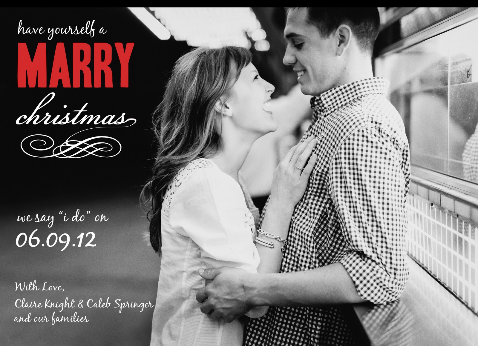 christmas wedding save the date cards