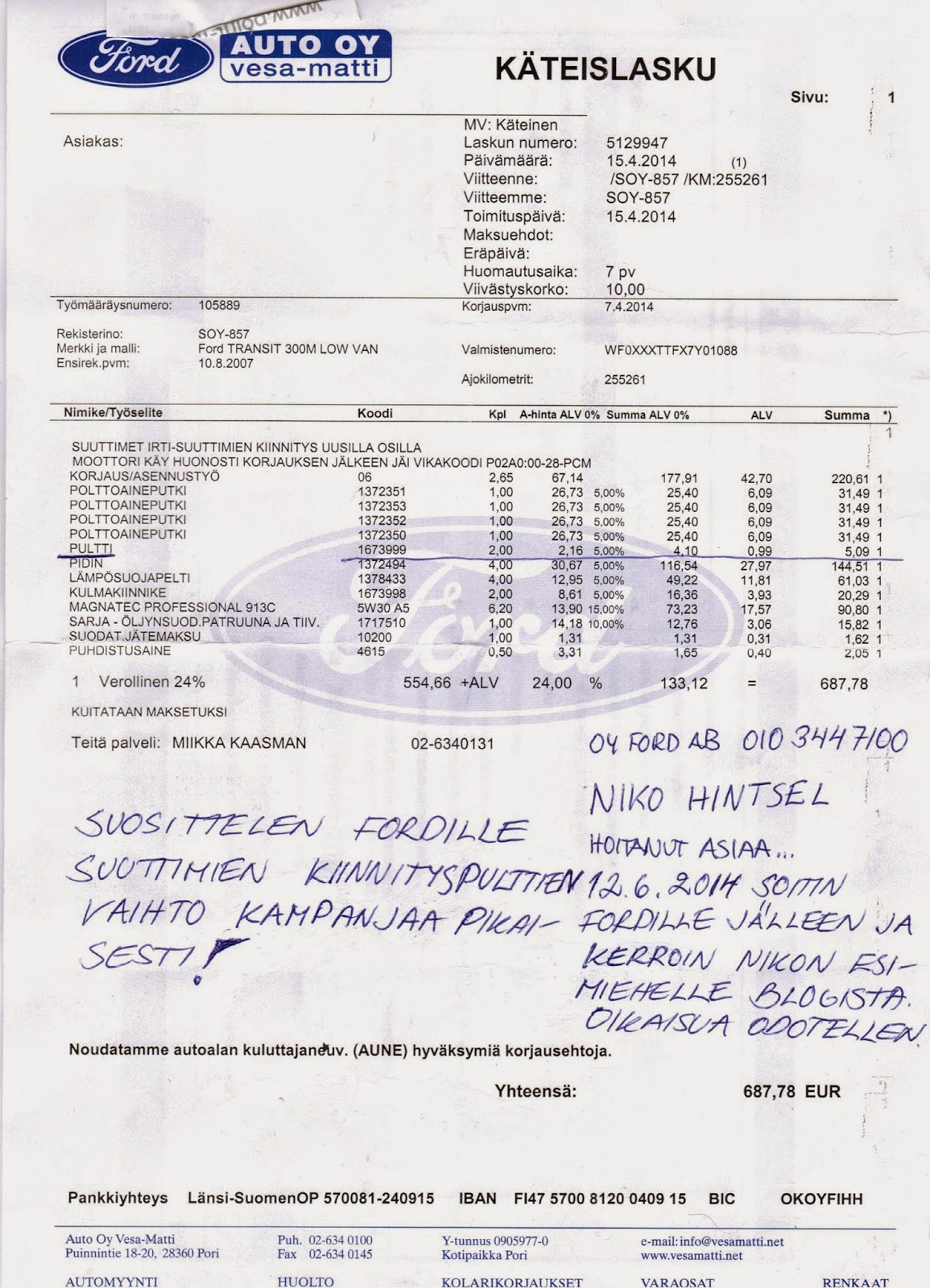 Olli Hakala Blogi Musta Lista Nro 7 Auto Oy Vesa Matti Ja Ford