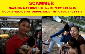 SCAMMER IC NO: 761219015415 & 820717025576