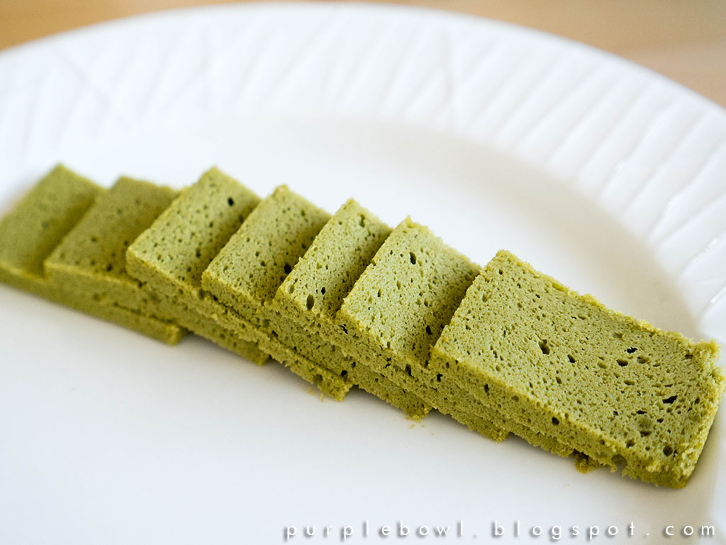Purple bowl Japanese green tea cheesecake recipe