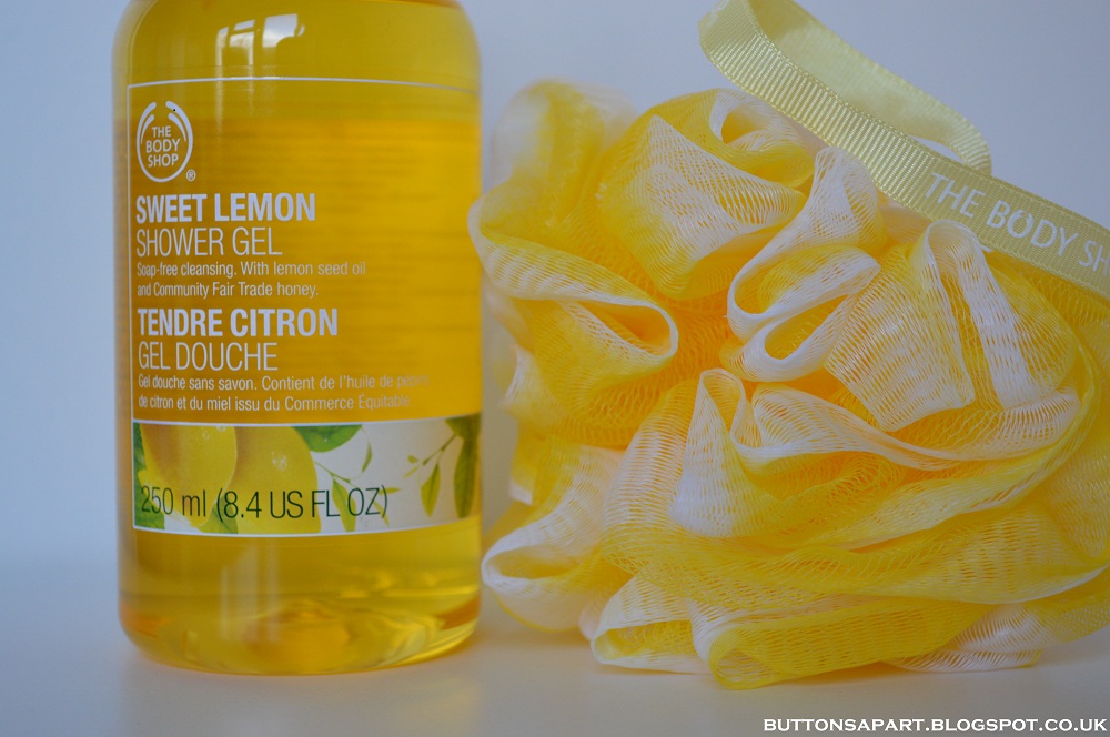 Buttons Apart the body shop sweet lemon shower gel review