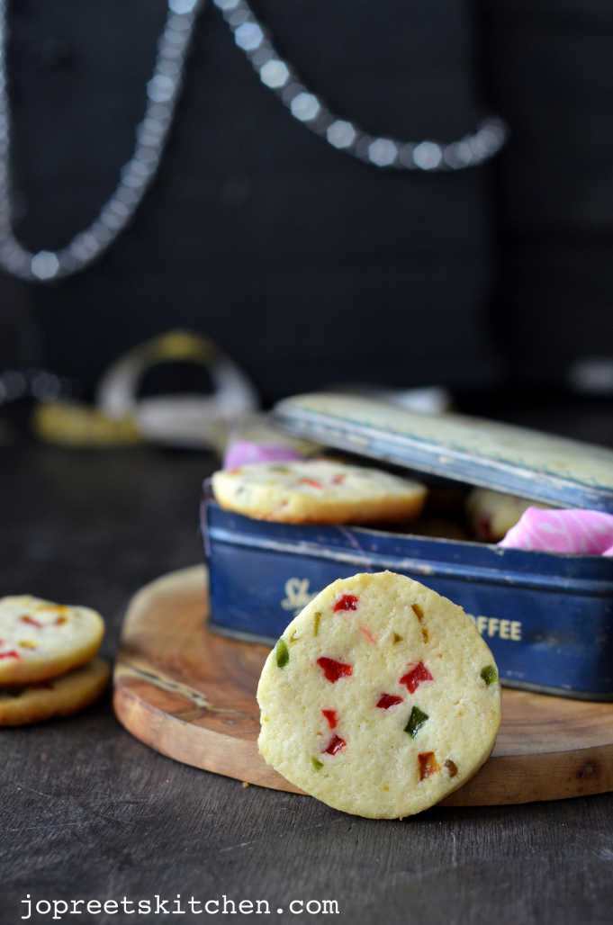 Eggless Tutti Frutti Cookies (Candied Fruit Cookies) Christmas