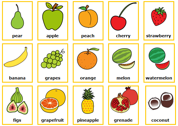 Todas las frutas y verduras en inglés y español - Imagui
