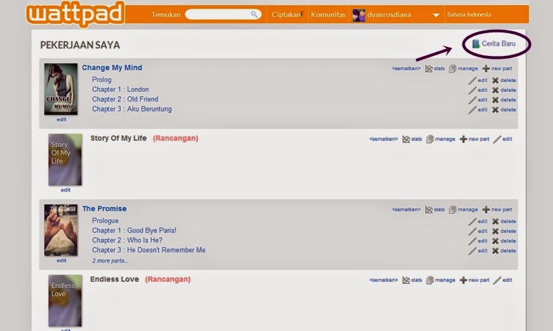 Cara Membuat Cerita Baru di Wattpad Dyan Rosdiana