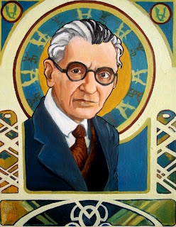 Kurt Gödel door Renee Bolinger in Art-Nouveau-stijl