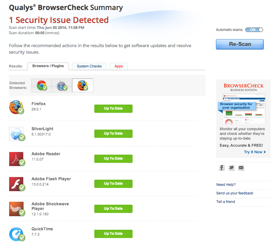 Tus plugins al día con Qualys Browsercheck Security By Default