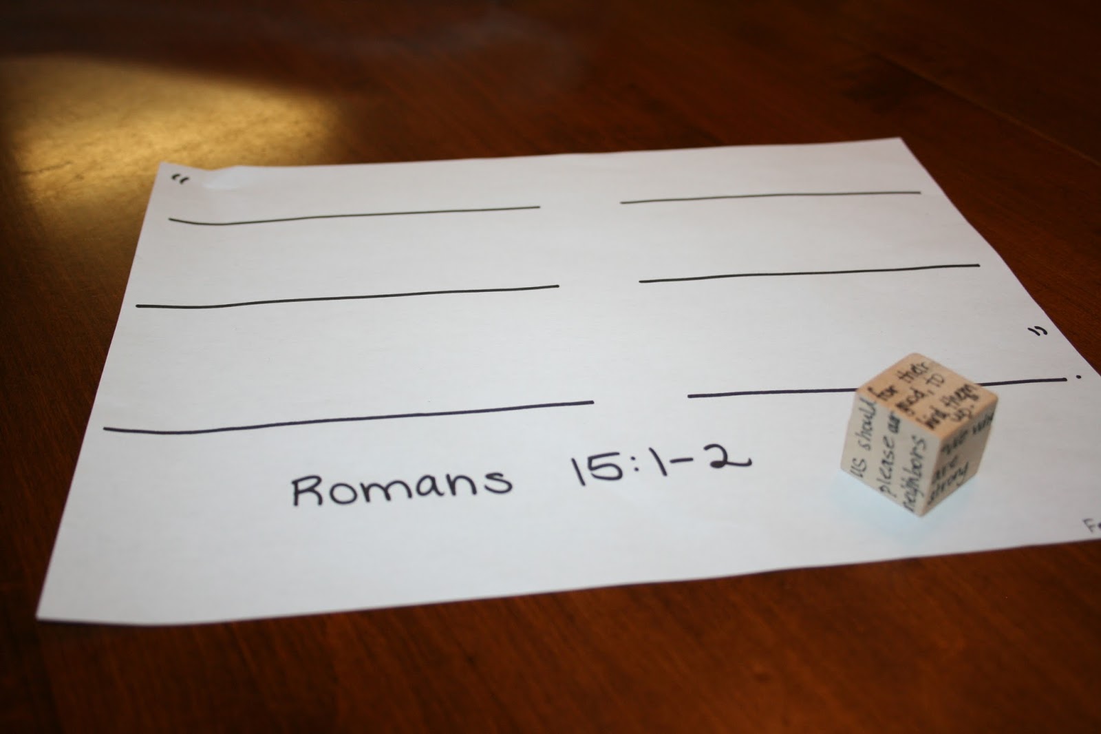 Teaching Kids the Bible 5th Grade Hide the Word February "Roll the Blank" dice game