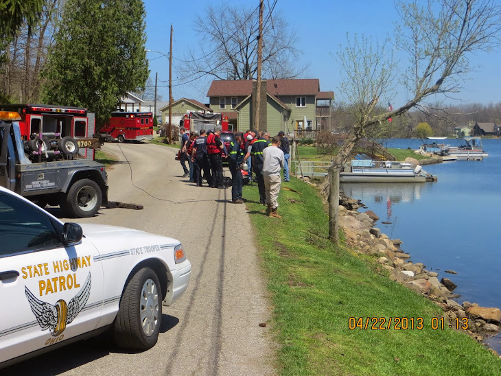Ravenna Township and the Highway Patrol showed up for the car in the lake in BLV.