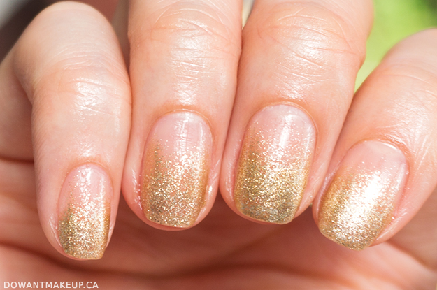 Nude gold gradient bridesmaid nails