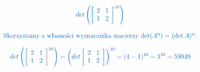 Wyznacznika macierzy podniesionej do wysokiej potęgi