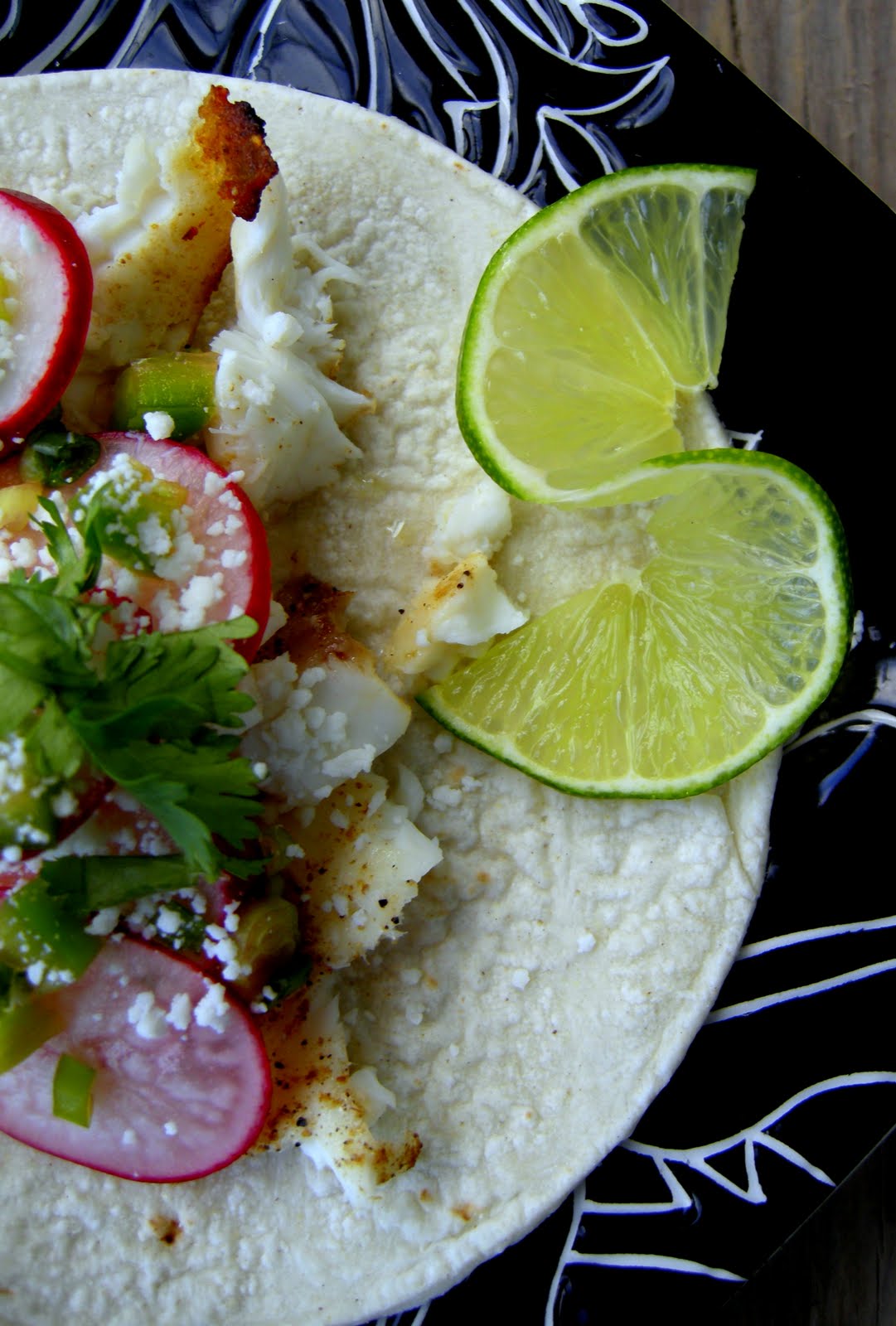 The Pink Cowgirl Fish and Radish Tacos