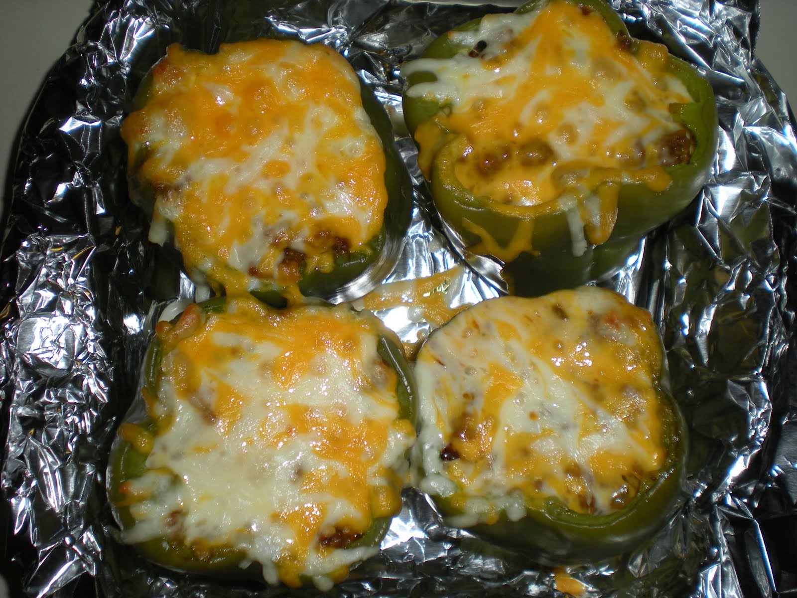 green megs & ham Sloppy Joe Stuffed Bell Peppers