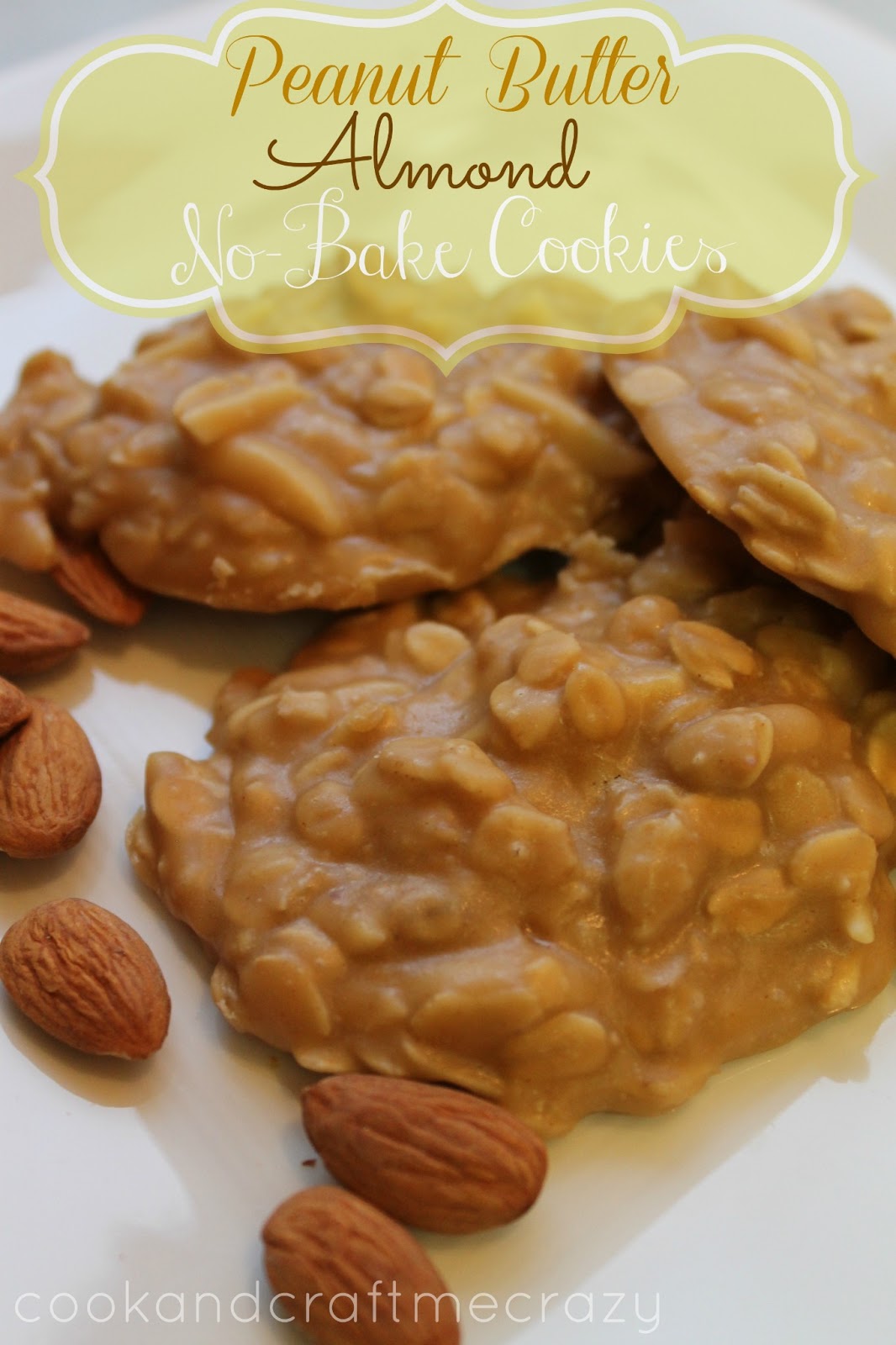 Cook and Craft Me Crazy Peanut Butter Almond NoBake Cookies
