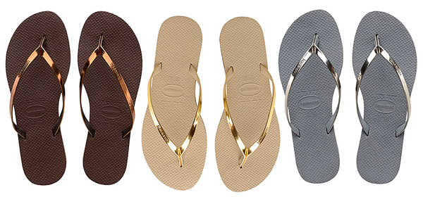 Havaianas You Metallic cores e tiras metalizadas Havaianas You Metallic cores e tiras metalizadas