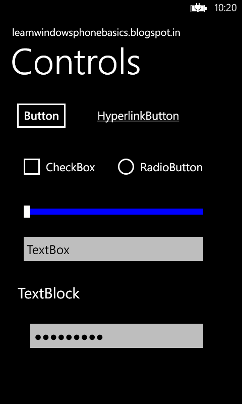 Windows Phone Controls Windows Phone Controls