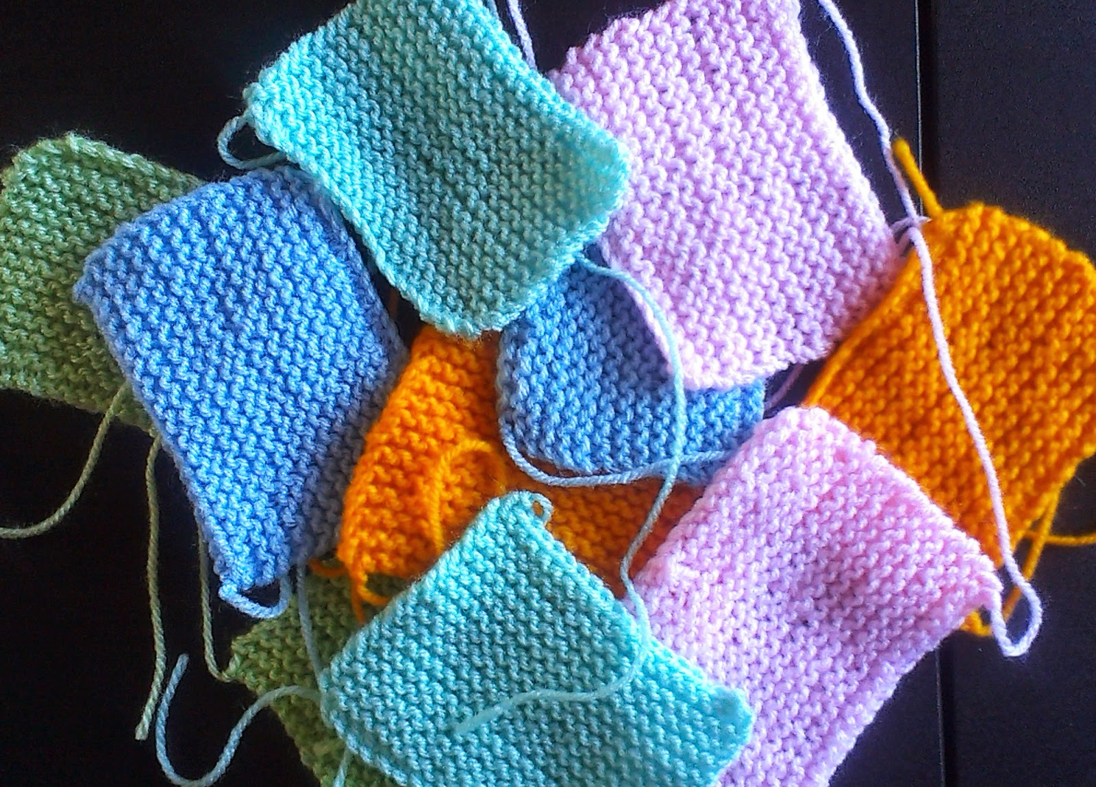 Ten squares knitted