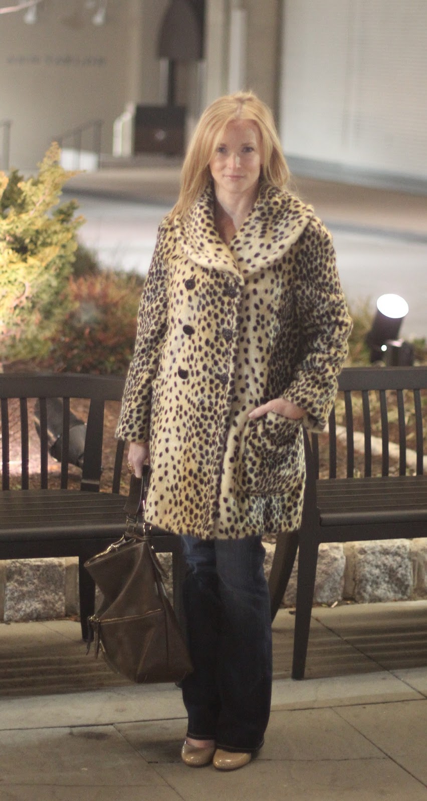 Banana Republic, chic mom, Citizens of Humanity, cold night out, Dooney Bourke, faux fur coat, Forever 21, leopard print, LosPhoto, Nine West, Simply Lulu Design, Simply Lulu Style, 