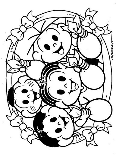 desenhos para pintura Feliz Páscoa da Turma da monica pintar os desenhos Feliz Páscoa da Turma da monica