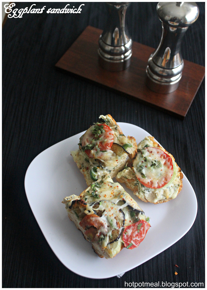 Hot pot cooking Eggplant sandwich