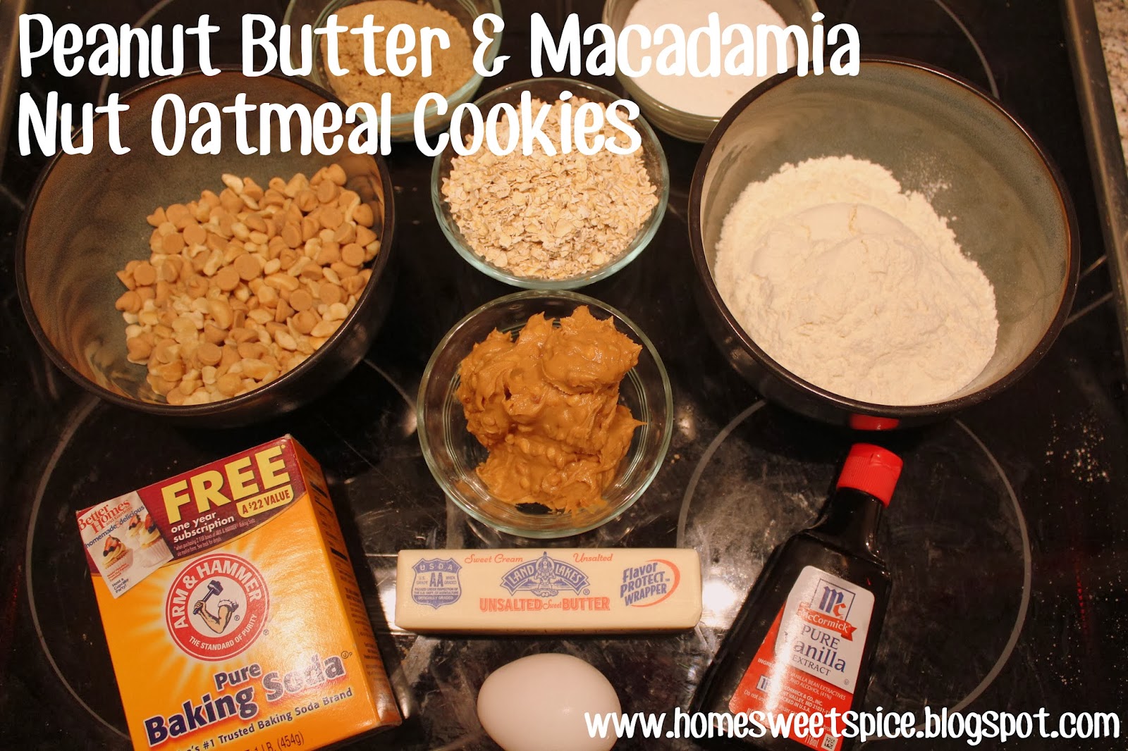 Home.Sweet.Spice Peanut Butter & Macadamia Nut Oatmeal Cookies