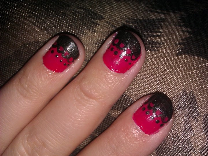 5. Pink and Black Lace Nail Design - wide 11