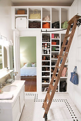 storage bathroom small space ladder